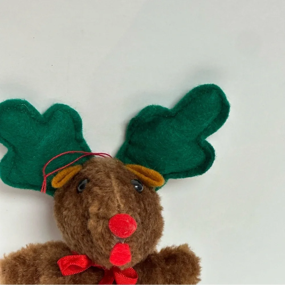 Christmas Ornament Plush Brown Mouse Green Moose Antlers 6.5 in. Rex & Lee Co.